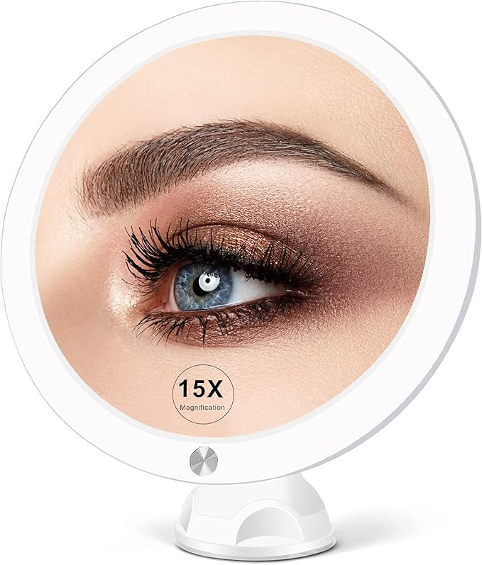 15X Lighted Magnifying Mirror with Lights - Large 8 Inch Makeup Mirrors with Suction Cups and Mag... | Amazon (US)
