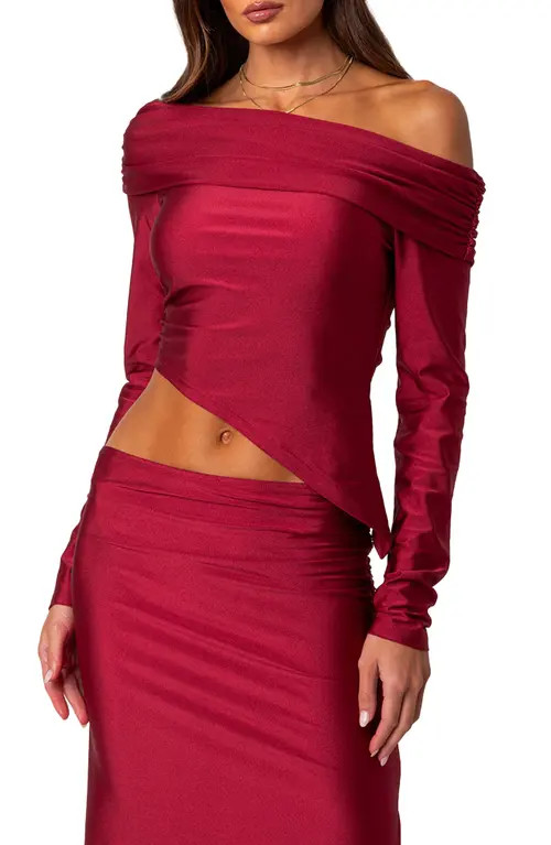 Reema Shiny Foldover One-Shoulder Asymmetric Top | Nordstrom