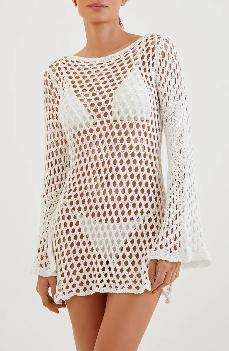 ViX Paula Hermanny Belle Crochet Long Sleeve Cover-Up Dress | Nordstrom | Nordstrom