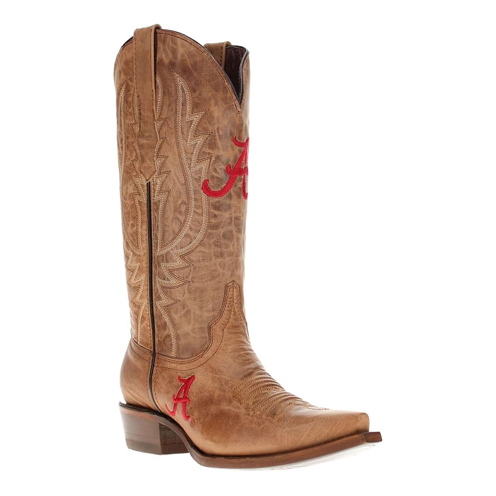 Vaccari Women's Paige Genuine Leather & Collegiate Embroidery Snip Toe Cowgirl Boots | Amazon (US)