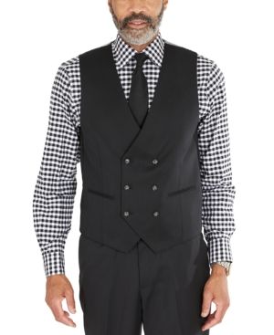 Tayion Collection Men's Classic-Fit Solid Black Suit Separates Double-Breasted Vest | Macys (US)