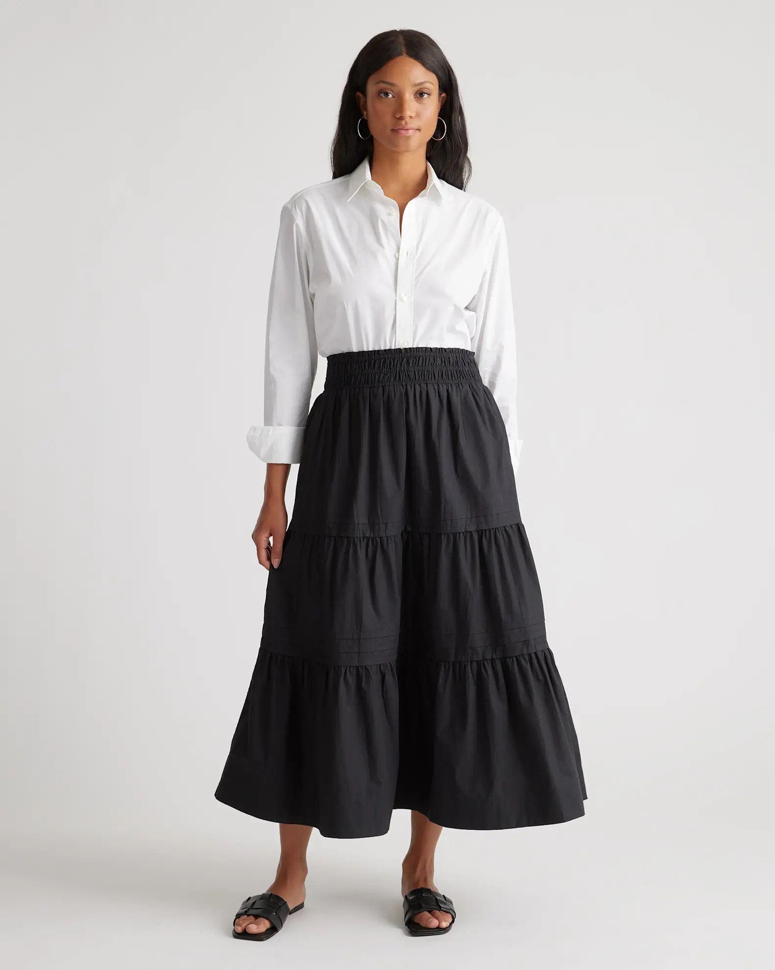 100% Organic Cotton Tiered Maxi Skirt | Quince