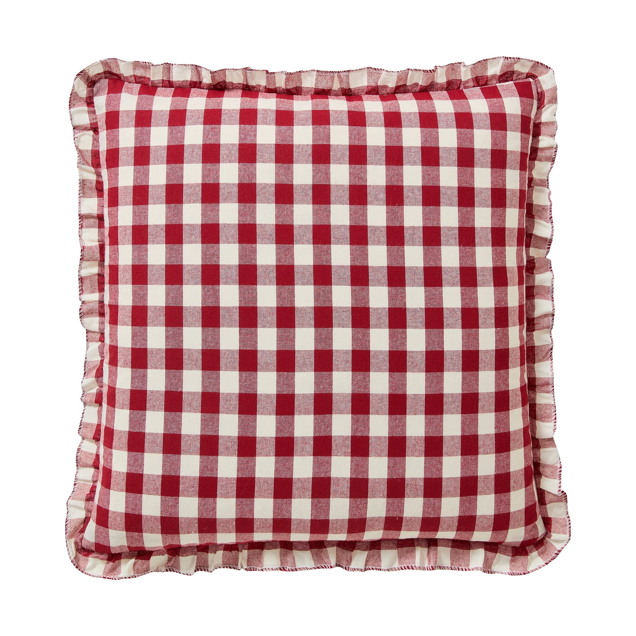 My Texas House 18" x 18" Red Gingham Ruffle Decorative Pillow Cover | Walmart (US)