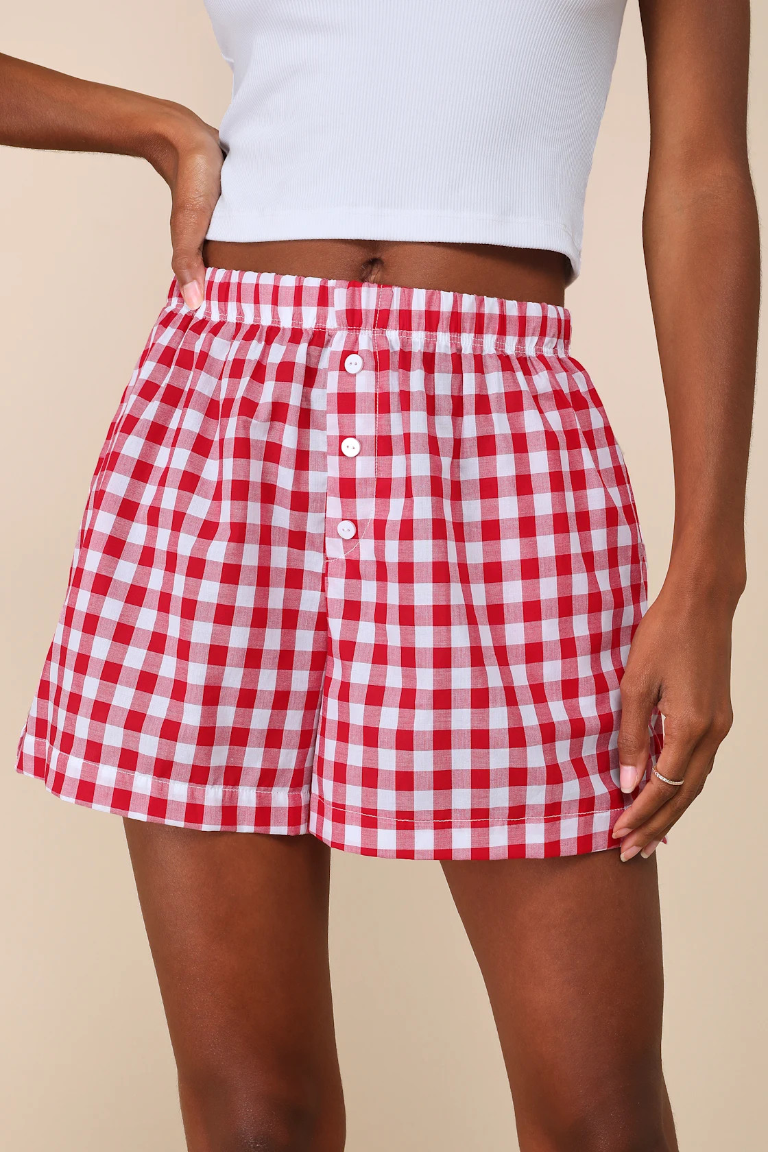 Darling Flirt Red and White Gingham Boxer Shorts | Lulus