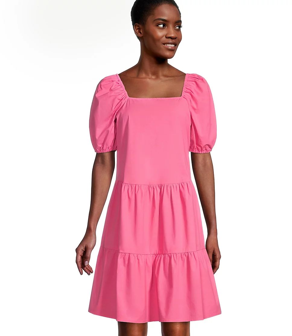 PETITE PUFF SLEEVE TIERED DRESS | LOFT Outlet