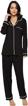 GYS Women's Bamboo Pajama Set Turn Down Neck Long Sleeve Sleepwear | Amazon (US)