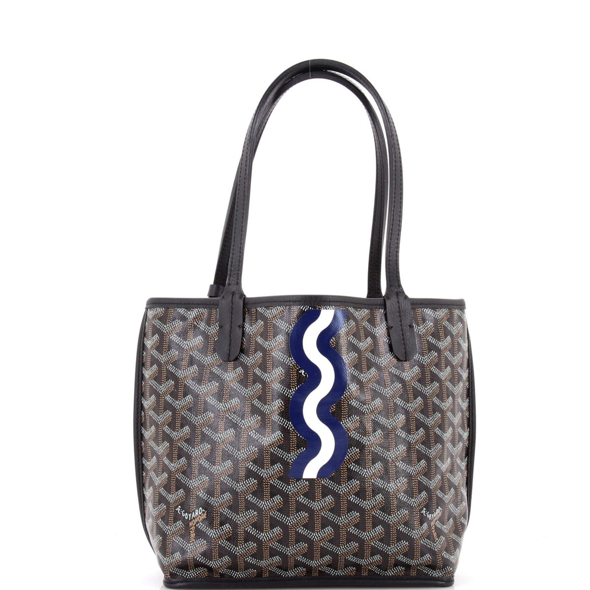 Pre-Owned Goyard Mini Anjou Reversible Tote Printed Coated Canvas - Black | Macy's