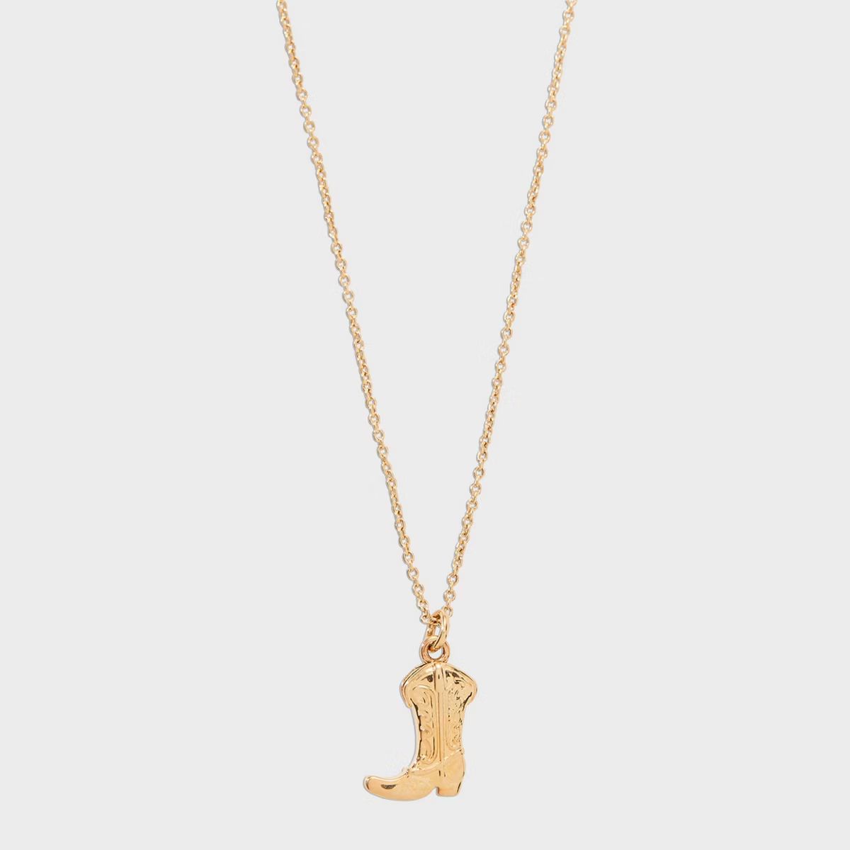 Tiny Tags 14K Gold Ion Plated Cowboy Boot Necklace - Gold | Target