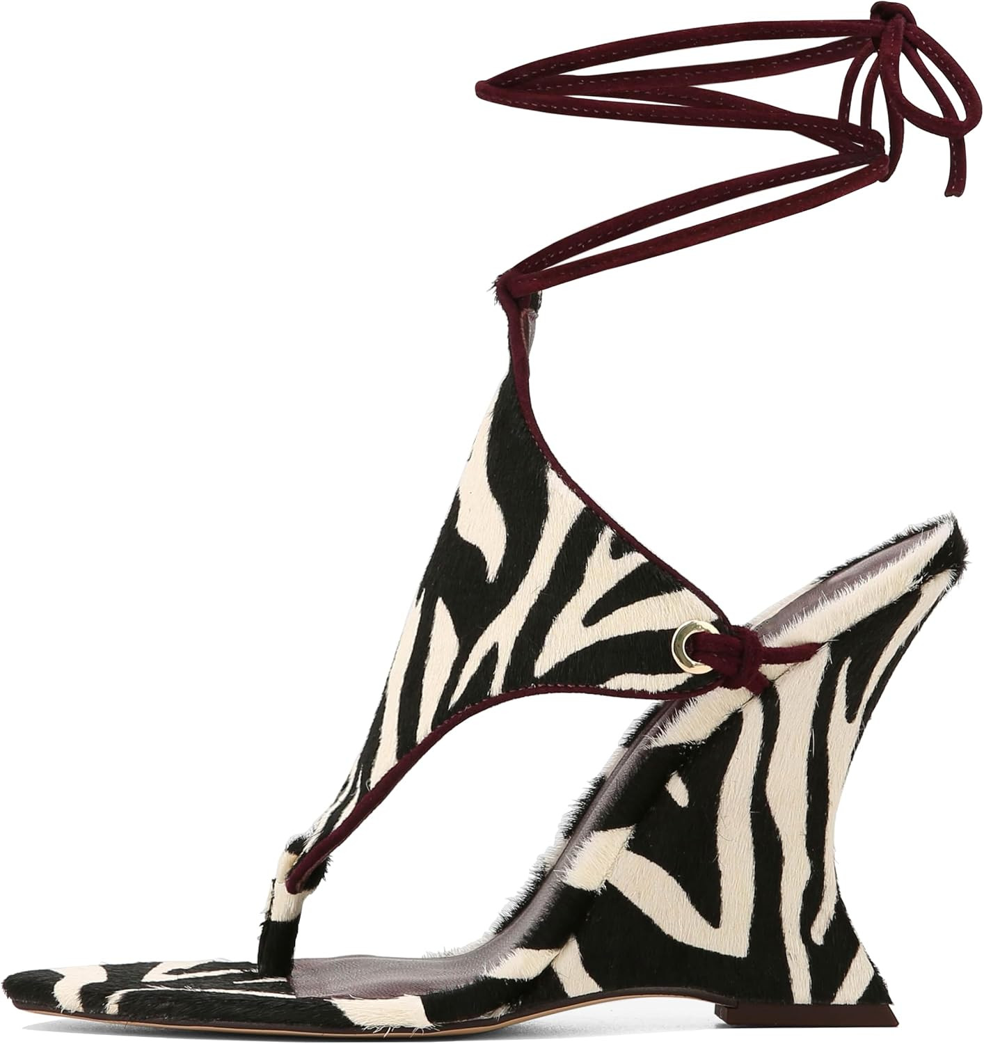 Goolita Suede Women's Wedge Flip Flop Sandals Open Pointed Toe Lace Up Strappy Heels Thong Sandals Summer Ankle Wrap Dressy Evening Shoes | Amazon (US)