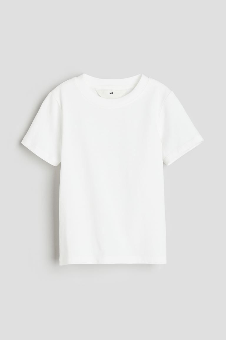 Cotton Jersey T-shirt - Round Neck - Short sleeve - White - Kids | H&M US | H&M (US + CA)