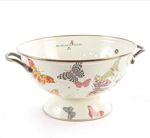 MacKenzie-Childs Butterfly Garden Enamel Colander, Decorative Kitchen Strainer, Large 9.5" dia, 1... | Amazon (US)