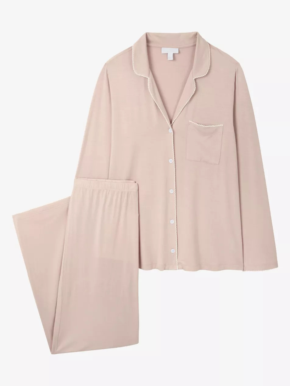 Edge-stitch relaxed-fit stretch-jersey pyjamas | Selfridges
