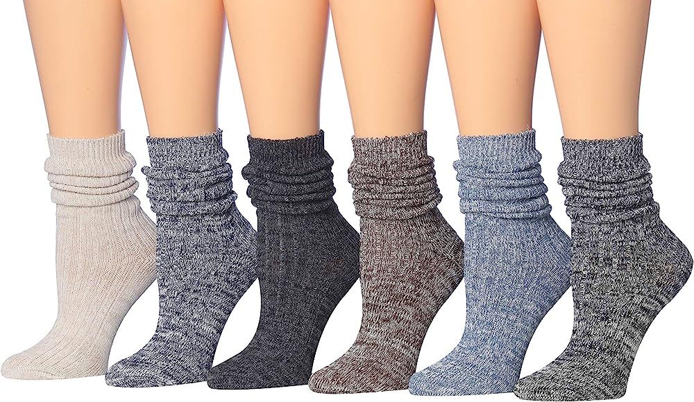 Tipi Toe Women's Cotton Extra Warm Winter Crew Boot Socks 6 Pairs | Amazon (US)