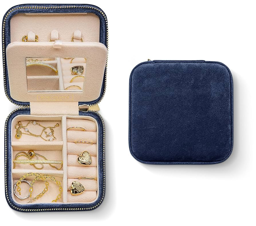 Benevolence LA Plush Velvet Jewelry Box | Travel Jewelry Case Organizer with Mirror | Featured in... | Amazon (US)