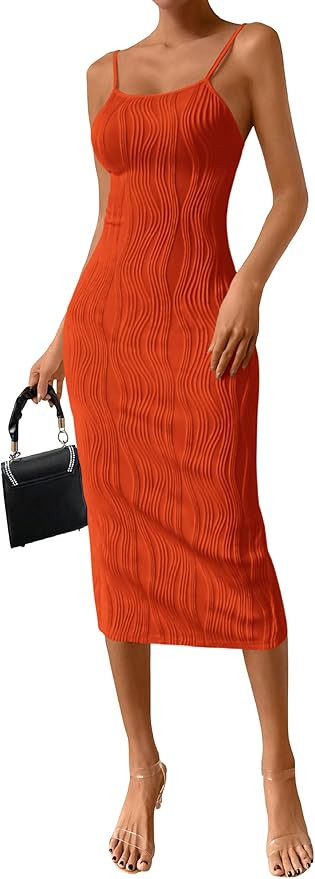 PRETTYGARDEN Summer Dresses for Women Sleeveless Bodycon Dress Textured Back Slit Sexy Cocktail P... | Amazon (US)