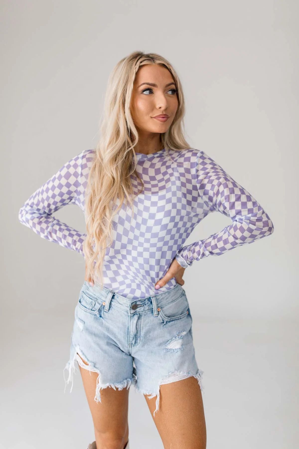 Checkered Lilac Top | The Post