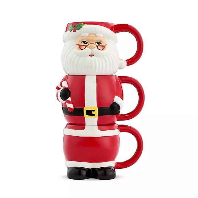 Mr. Christmas® 3-Piece Santa Stacking Mug Set in Red | Bed Bath & Beyond | Bed Bath & Beyond