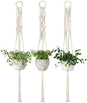 Amazon.com: Mkono Macrame Plant Hangers Set of 3 Indoor Wall Hanging Planter Basket Flower Pot Ho... | Amazon (US)