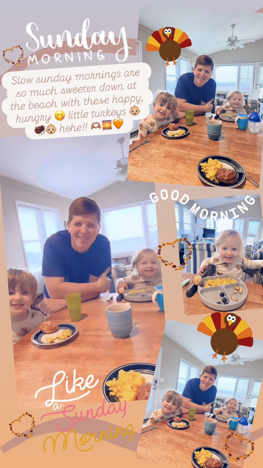 Slow sunday mornings are so much sweeter down at the beach with these happy, hungry 😋 little turkeys 👶🏼🦃👶🏼 hehe!! 🫶🏽🌅🧡

#LTKFamily #LTKTravel #LTKBaby