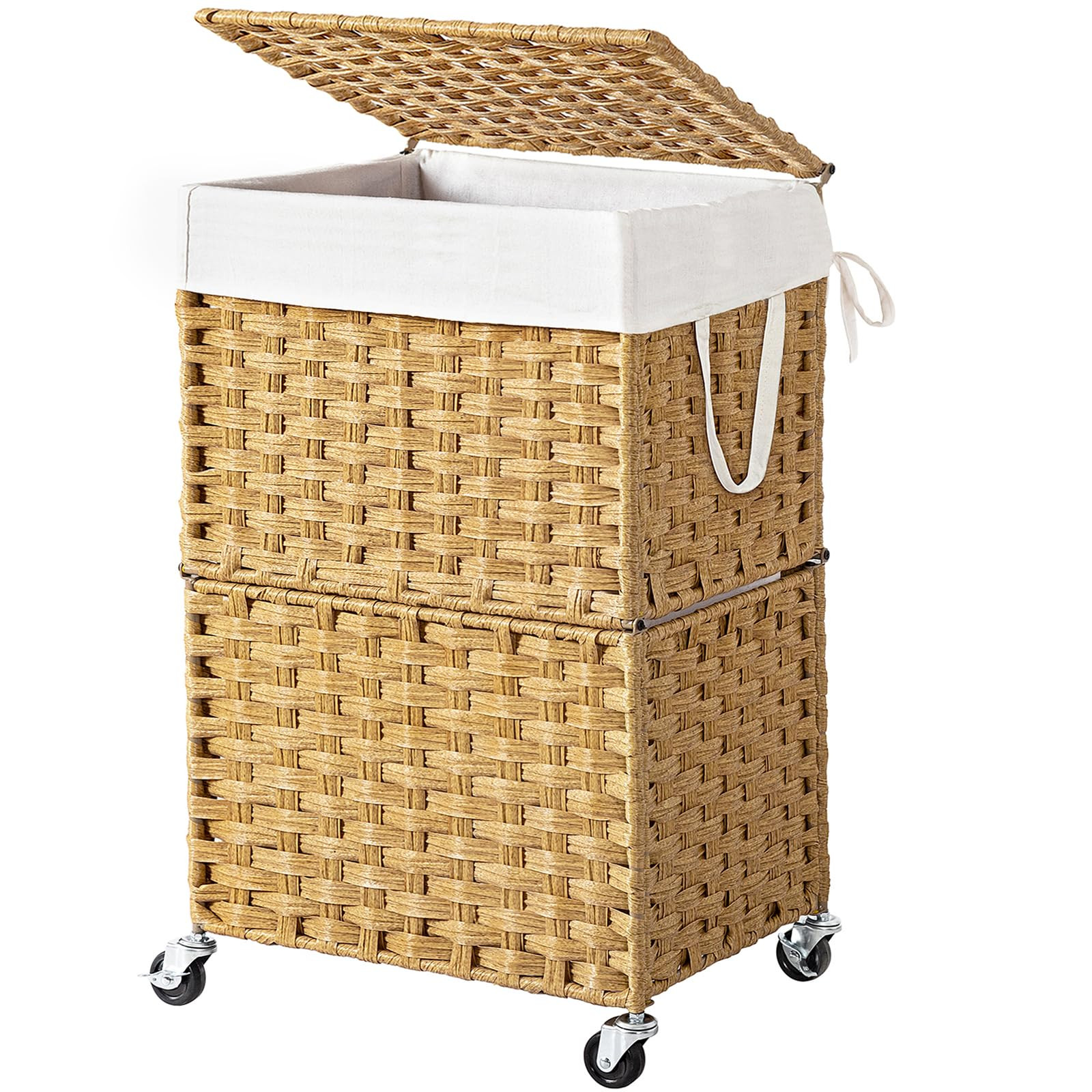 Chrislley 90L Slim Laundry Hamper with Wheels,Rolling Laundry Basket with Lid and Renovable Liner... | Amazon (US)