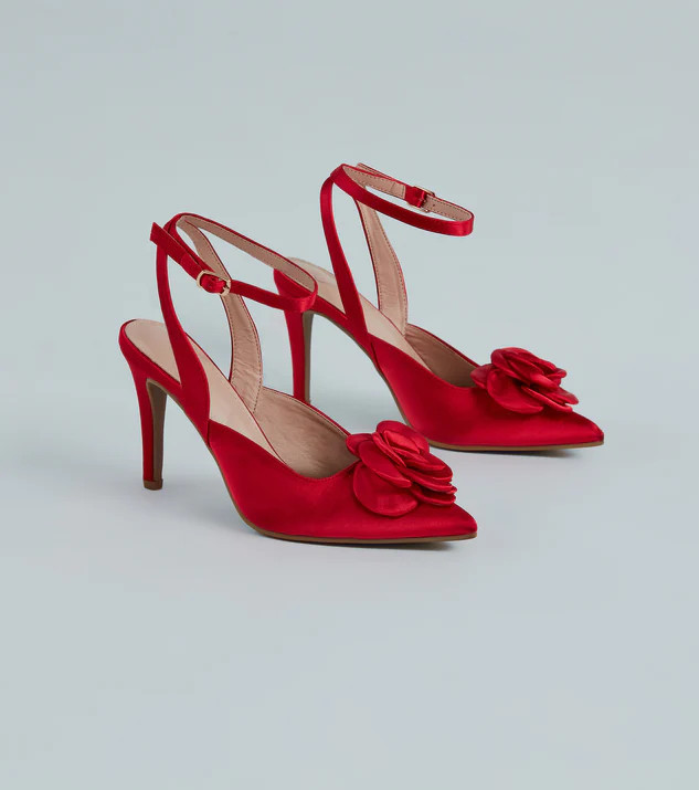 Sleek Charm Satin Rosette Stiletto Pumps | Windsor Stores