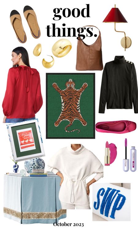 Good Things I’ve discovered lately: cap toe flats, pink, ballet flats, red blouse, black turtleneck, washable rug, tote, hobo, bag, tunic sweatshirt, mascara, table skirt, monogrammed, pillow, art, print, lacquer lampshade

#LTKshoecrush #LTKGiftGuide #LTKhome