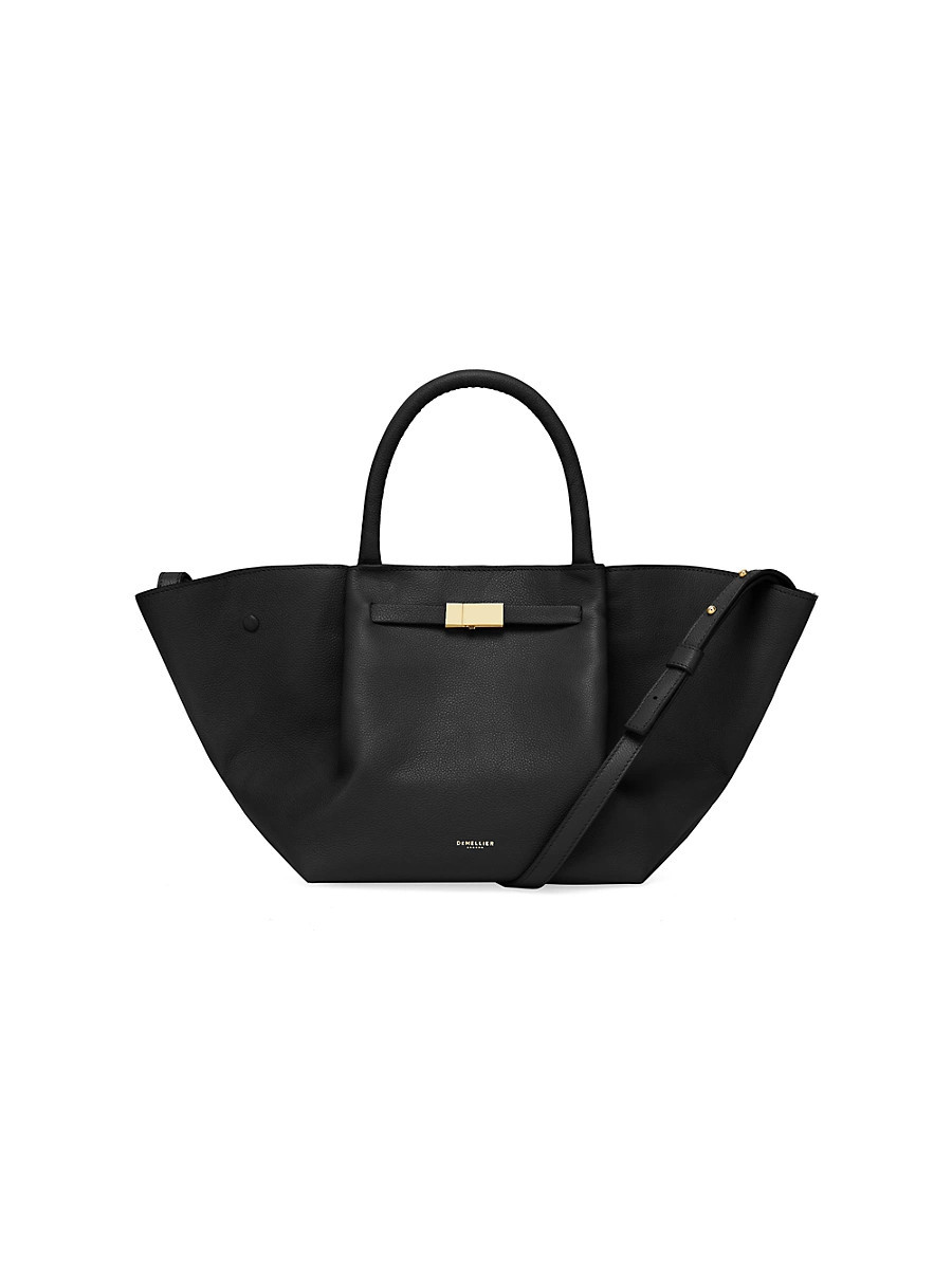 Women's Midi New York Leather Tote Bag - Black | Saks Fifth Avenue