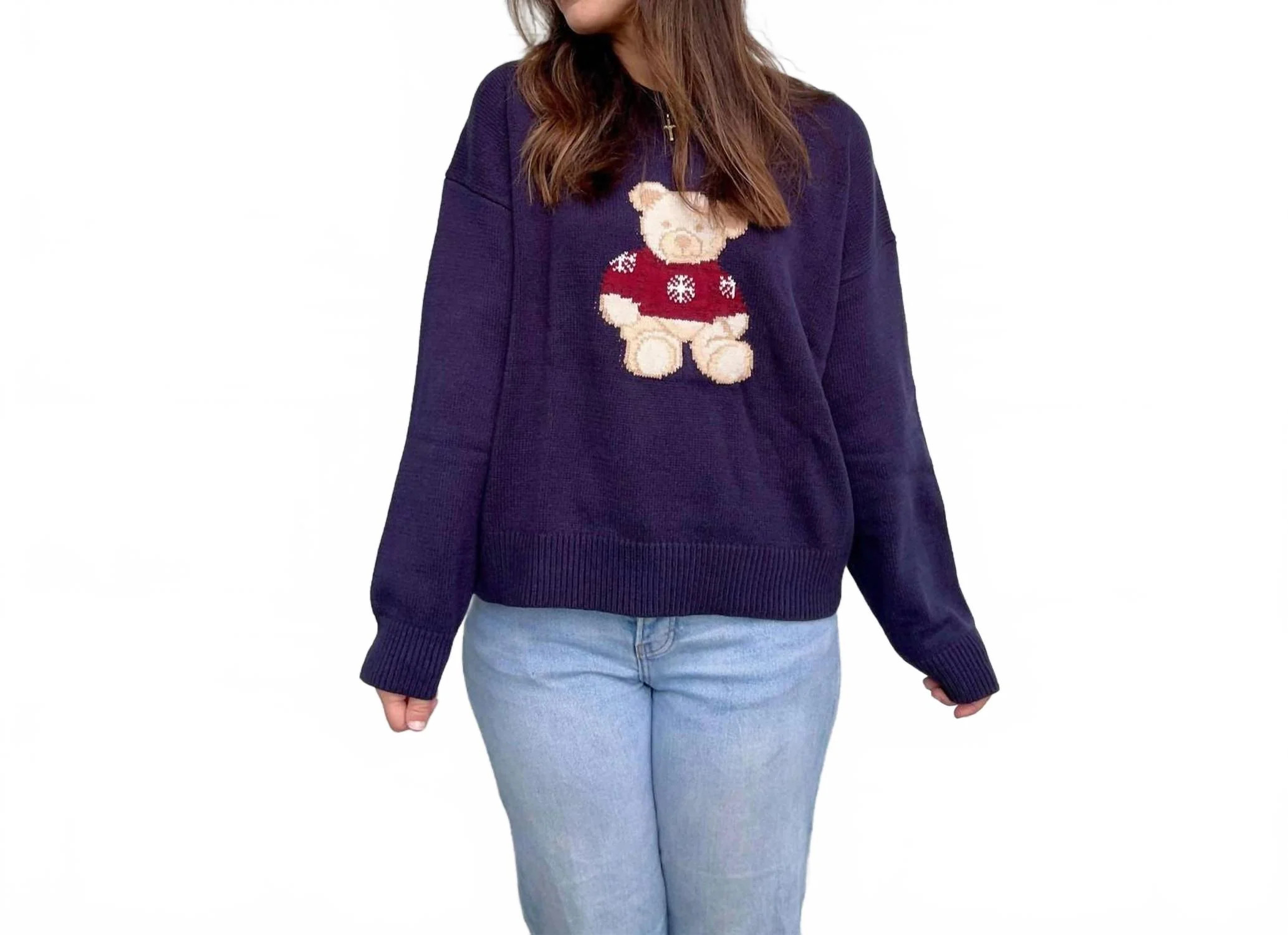 Winter Bear Sweater In Navy | Shop Simon