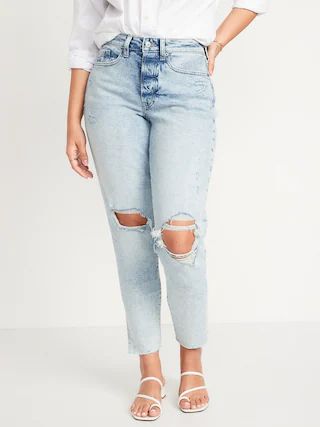Curvy High-Waisted Button-Fly OG Straight Ankle Jeans | Old Navy (US)