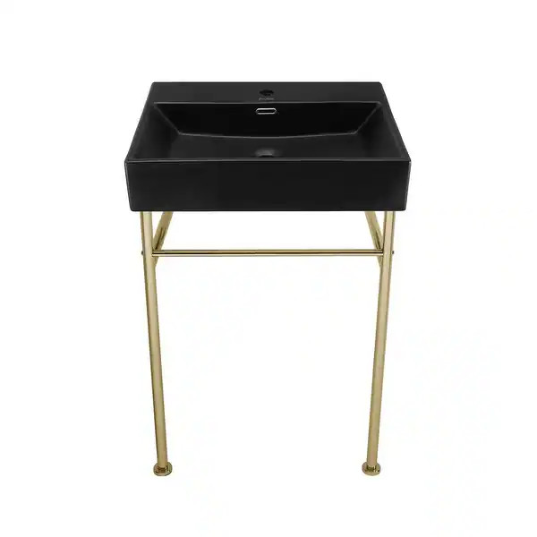 Swiss Madison SM-CS751 Claire 24" Console Sink - Matte Black / Gold | Bed Bath & Beyond