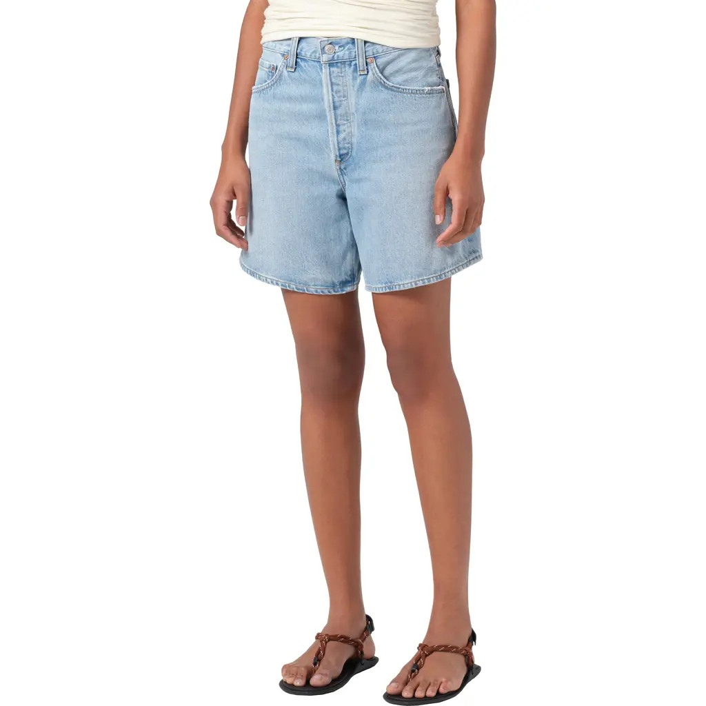 AGOLDE Dame High Waist Mid Length Relaxed Denim Shorts in Coax at Nordstrom Rack, Size 31 | Nordstrom Rack