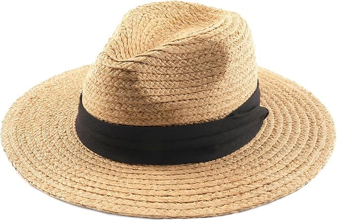 FURTALK Raffia Straw Fedora Hat for Men Women Wide Brim Panama Hat UPF 80+ Sun Protection Summer ... | Amazon (US)