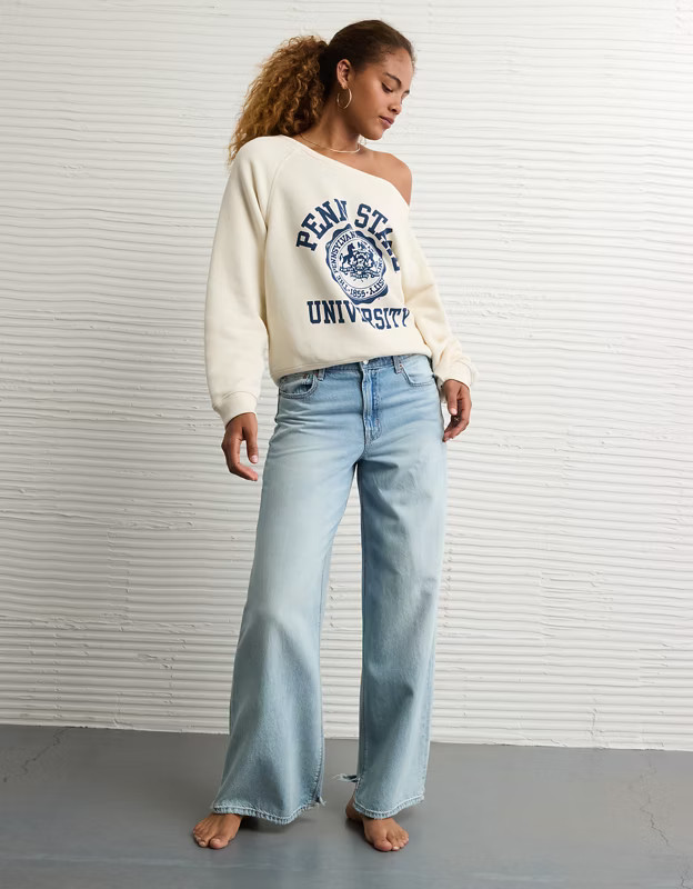 AE Penn State Nittany Lions Graphic Off The Shoulder Sweatshirt | American Eagle Outfitters (US & CA)