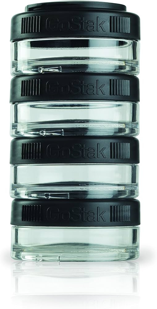 BlenderBottle GoStak Twist n' Lock Storage Jars, 40cc 4-Pak, Black | Amazon (US)