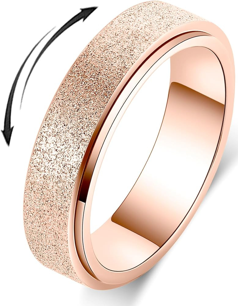 Titanium Stainless Steel Anxiety Ring for Women Men Fidget Spinner Ring, Size 6-12, Width 6MM, 5-... | Amazon (US)