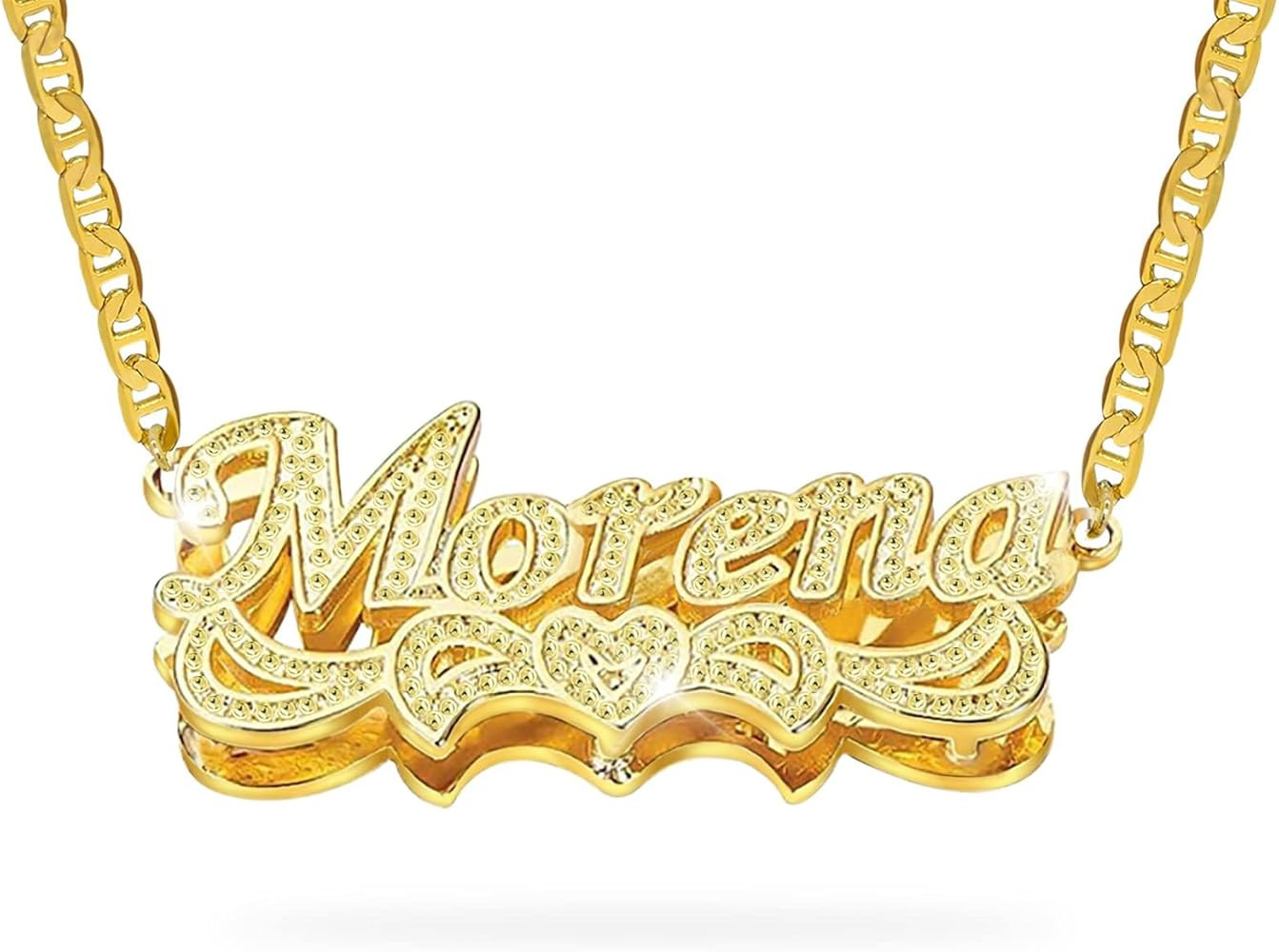 BAUMA AUTO Double Plated Name Necklace Personalized Custom Nameplate Pendant Necklace Personalize... | Amazon (US)