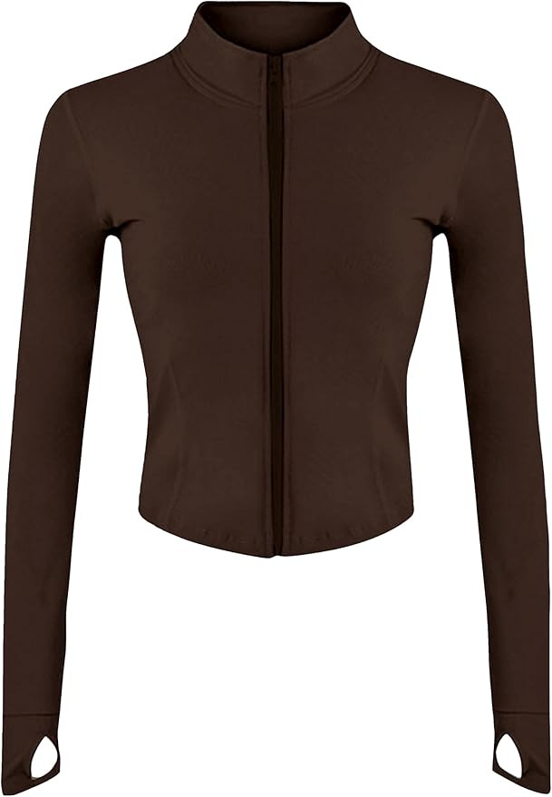 Lviefent Womens Lightweight Full Zip Running Track Jacket Workout Slim Fit Yoga Sportwear with Th... | Amazon (US)