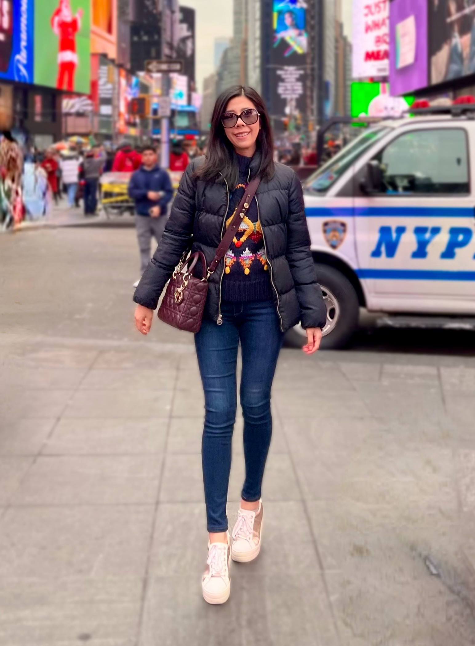 How do I stay warm in NYC during December? Layering up! I wore a thermal long sleeve under my chunky pom-pom sweater and topped it off with a black puffer jacket. Since I wanted to keep my legs warm, I opted for my favorite high waisted jeans! To keep with the casual theme and since I love walking in the city, I wore my platform sneakers! 

#LTKFindsUnder100 #LTKSeasonal #LTKShoeCrush