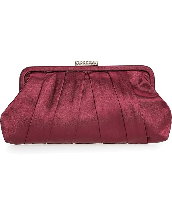 CHARMING TAILOR Classic Pleated Satin Clutch Bag Diamante Embellished Formal Handbag for Wedding/... | Amazon (US)