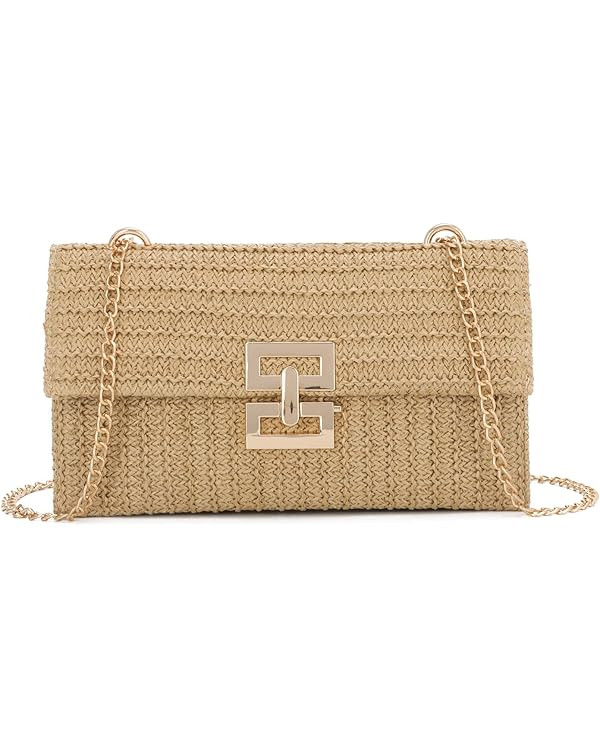 Ynport Straw Clutch Purses for Women Summer Woven Evening Handbags Wicker Rattan Envelope Wallet ... | Amazon (US)