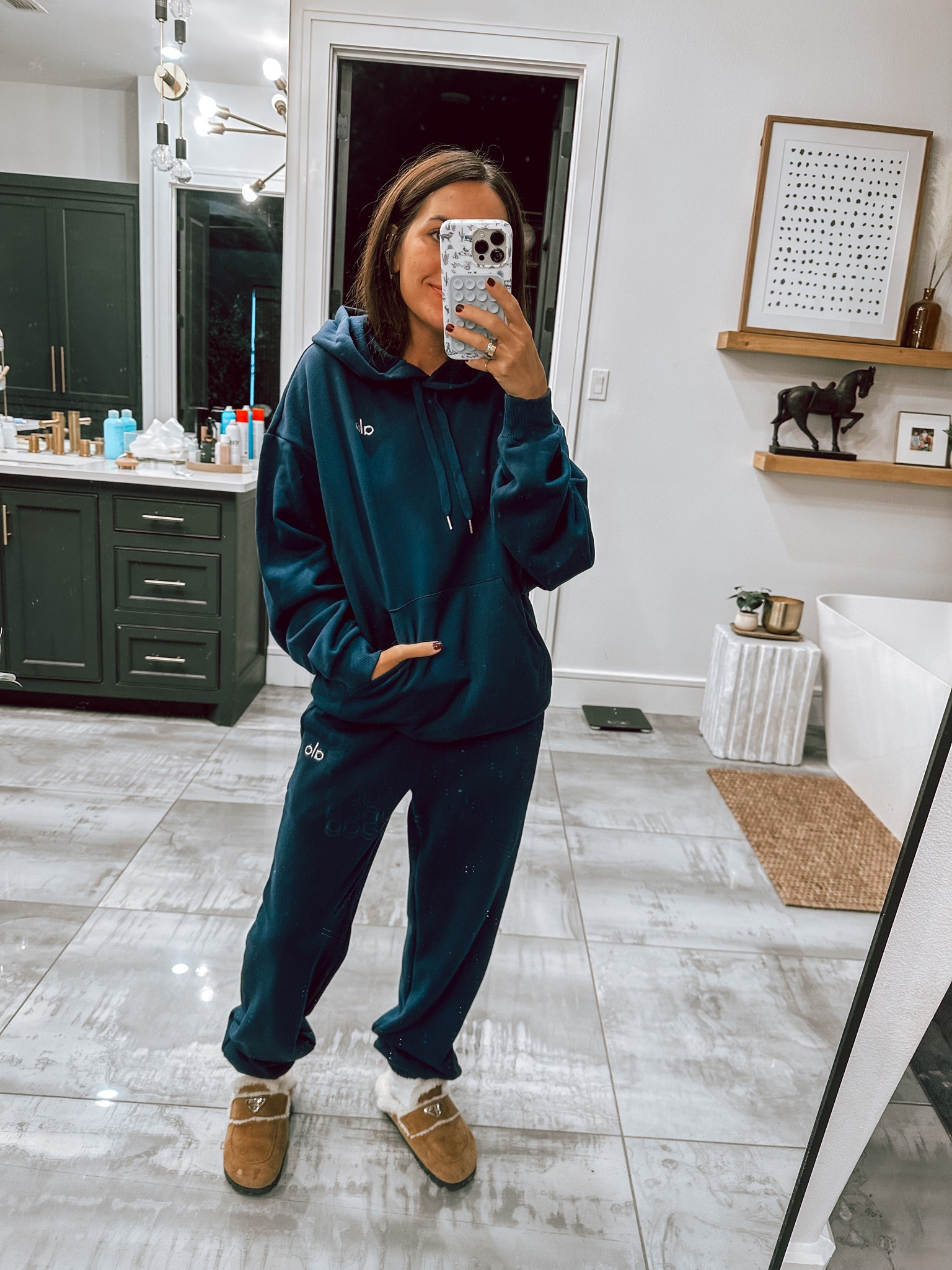 Today’s cozy ootd! 

Navy blue jogger set for fall and winter - shearling mules 

#LTKstyletip #LTKshoecrush #LTKSeasonal