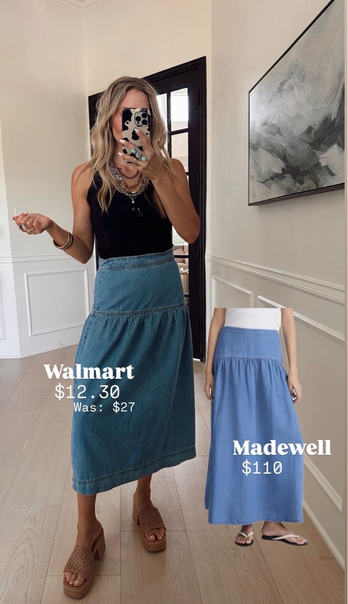 🤍 This skirt is giving Madewell vibes without the price. I bought it when it was $27 & now it’s only $12!!!!!!!! 

Wearing size 4 / my tts 
5’5” | 120 lbs | size 4