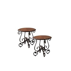 Set of 2 Metal End Tables in Cherry | Homesquare