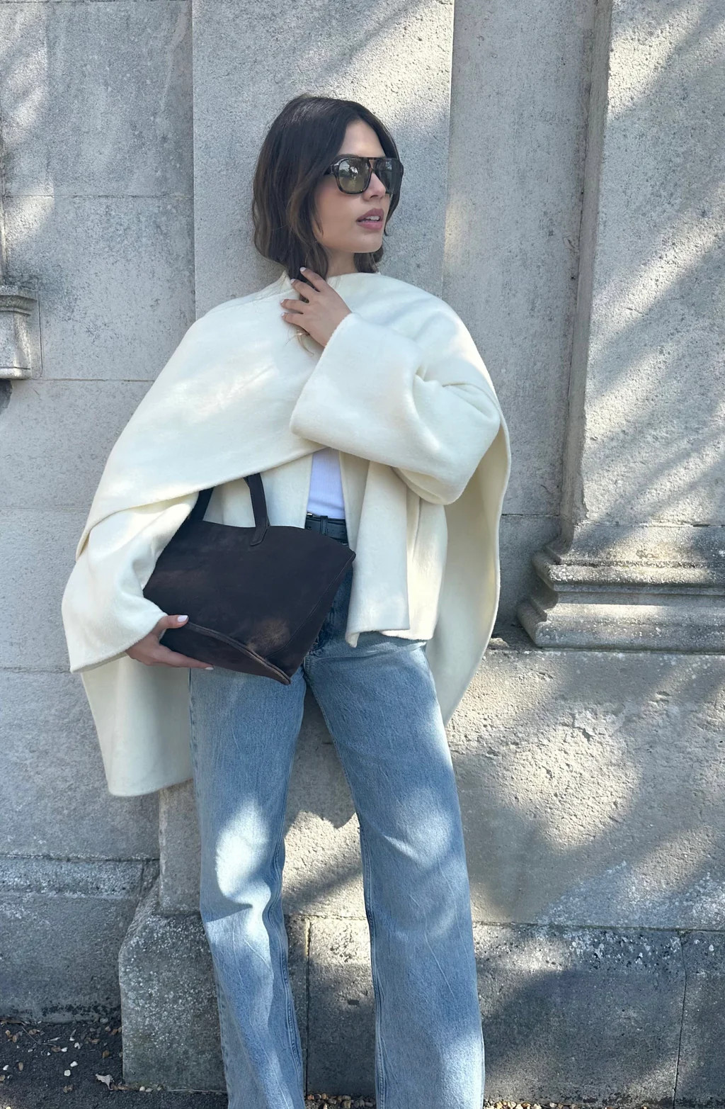 Tala Wool Jacket with Scarf Ivory | Marcela London