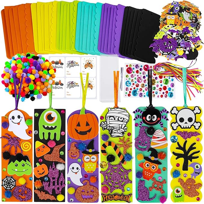 Winlyn 36 Sets Halloween Craft Kits Halloween Crafts Fall Kids Crafts DIY Halloween Bookmarks Art... | Amazon (US)