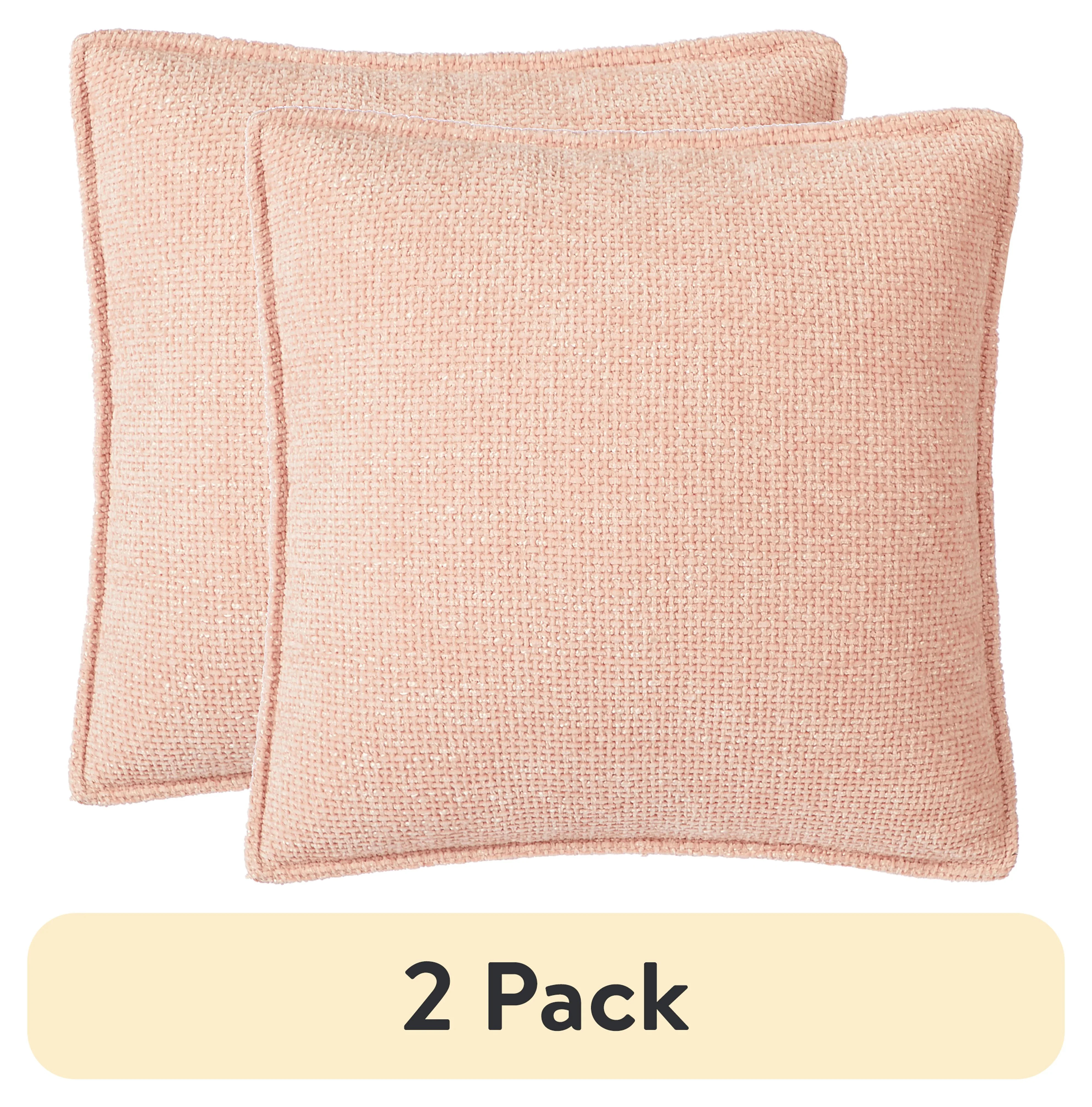 (2 pack) Mainstays Heather Basket Weave Chenille Decorative Pillow, Blush, 18" x 18" | Walmart (US)