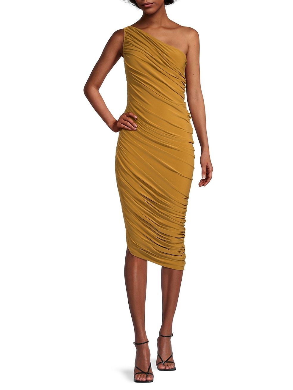 Diana Ruched One-Shoulder Midi-Dress | Saks Fifth Avenue