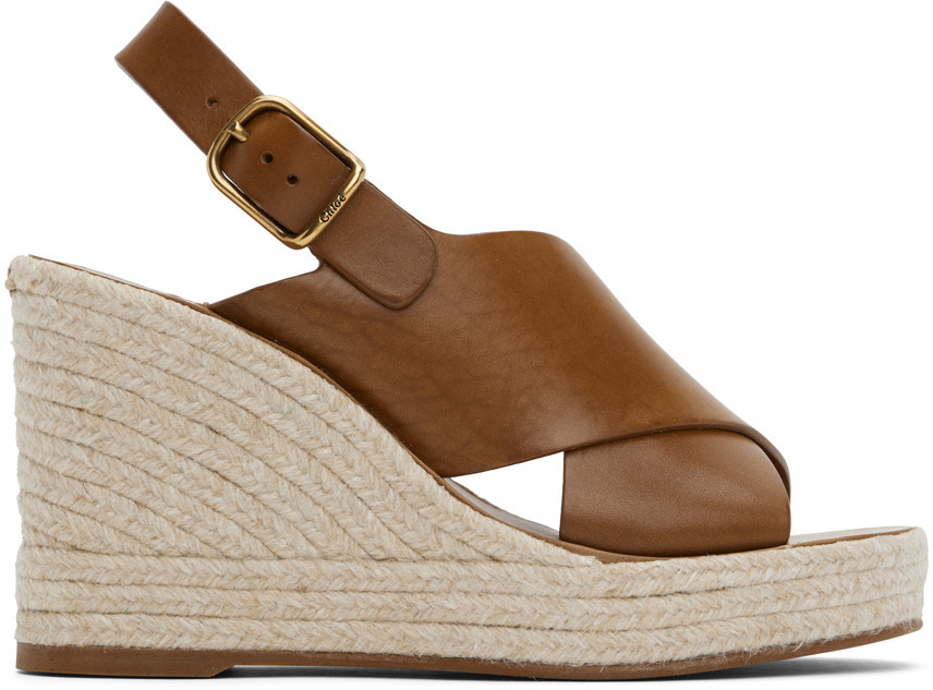 Chloé Brown Pary Wedge Espadrilles | SSENSE