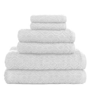 Kingsboro 6-Piece White Textured Cotton Bath Towel Set | The Home Depot