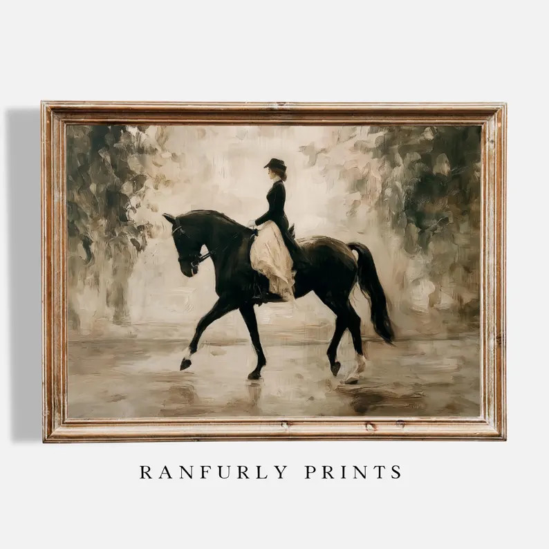 Dressage Horse Print: Vintage Equestrian Wall Art (Digital Download | Etsy (Global)